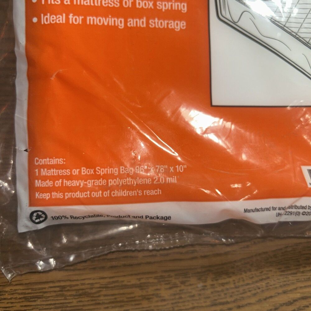 U-Haul King Size Mattress Bag for Moving Storage 96” x 78” x 10” New - Picture 4 of 5